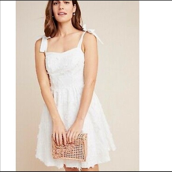 Gal Meets Glam Trudy Dress White Tonal Floral Applique Fit and Flare 8 NWT - Picture 9 of 10